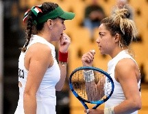 La pareja azteca conformada por Zarazúa y Olmos no pudo frenar el poderío danés de Emilie Francati y Clara Tauson. EFE/ K. NAVNTOFT.