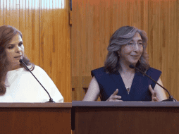 Karla Planter y Mara Robles presentaron su plan de trabajo como candidatas a ocupar la rectoría general de la Universidad de Guadalajara. CORTESÍA.