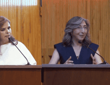 Karla Planter y Mara Robles presentaron su plan de trabajo como candidatas a ocupar la rectoría general de la Universidad de Guadalajara. CORTESÍA.