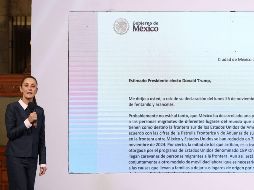 El escrito que enviará Sheinbaum a Trump, cierra mencionando que no es con amenaza ni con aranceles como se va a atender el fenómeno migratorio ni el consumo de drogas en Estados Unidos.  SUN / B. FREGOSO