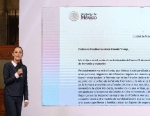 El escrito que enviará Sheinbaum a Trump, cierra mencionando que no es con amenaza ni con aranceles como se va a atender el fenómeno migratorio ni el consumo de drogas en Estados Unidos.  SUN / B. FREGOSO
