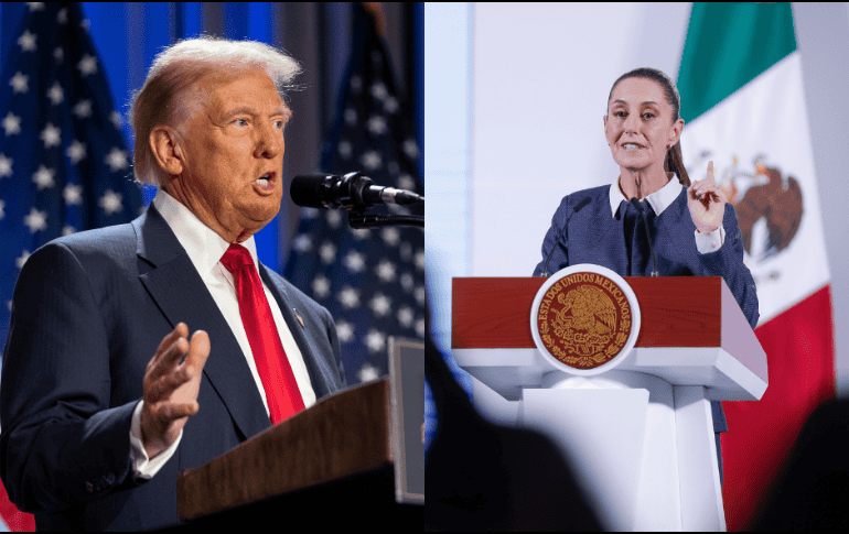 Este lunes el presidente electo de Estados Unidos, Donald Trump, anunció que a partir del primer día de su gobierno impondrá aranceles del 25 por ciento a las importaciones provenientes de México y Canadá. ESPECIAL/AP/ ARCHIVO Y EFE/ I. Esquivel.