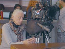La actriz mira el proceso de filmación de la cinta. CORTESÍA
