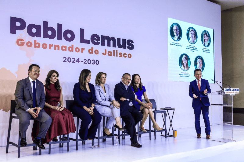 El gobernador electo de Jalisco, Pablo Lemus Navarro, dio a conocer a otra parte del gabinete que formará parte de su equipo de gobierno para el sexenio 2024-2030. EL INFORMADOR / A. Navarro