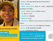 El joven de 19 años de edad padece autismo y tiene problemas de habla. ESPECIAL/ FACEBOOK/Comisión de Búsqueda de Personas del Estado de Jalisco.