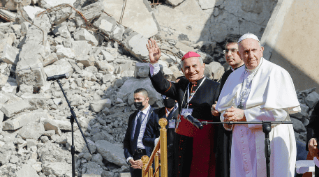 El papa Francisco al inicio de un acto para rezar por las víctimas de la guerra en Iraq en 2021. AP / ARCHIVO