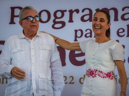 Durante su discurso, el gobernador de Sinaloa aprovechó para dar bienvenida a Sinaloa a Claudia Sheinbaum y exaltó a la mandataria a quien definió como 