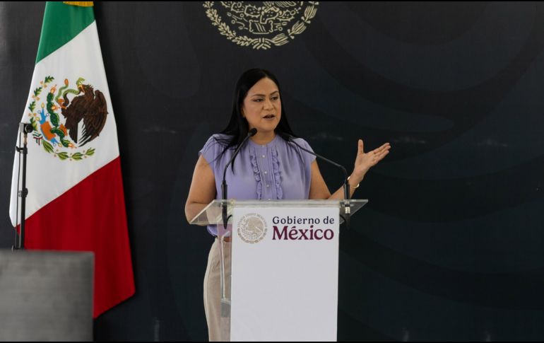 La secretaria de Bienestar, Ariadna Montiel, durante la inauguración del Tramo: Bucerías -Puerto Vallarta, de la autopista Jala - Puerto Vallarta, en Bahía de Banderas, Nayarit. SUN/H. Salvador.