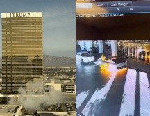 El vehículo, un Cybertruck de Tesla, había sido estacionado en la zona de valet del hotel antes de que ocurriera la explosión, cuyas causas aún no han sido determinadas. X / @enriqueperret, EFE/ @LasVegasLocally