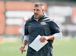 Mike Vrabel tuvo conversaciones ayer para convertirse en entrenador en jefe de los Jets. AFP/N. Cammett