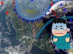 Este fenómeno ocasionará un descenso significativo de temperaturas, lluvias en diversas regiones y fuertes vientos en zonas costeras. X/ @conagua_clima.