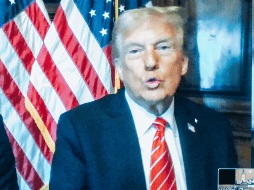 Donald Trump, presidente electo de los Estados Unidos, escuchó su sentencia de manera remota a través de una videollamada. EFE / EPA / JEENAH MOON / POOL