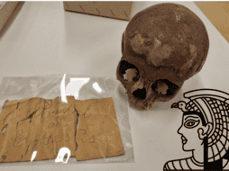En 1929 fue encontrado un sarcófago con un esqueleto adentro, y tras varios estudios se creyó que el cráneo pertenecía a la hermana de la faraona Cleopatra. EFE/ Gerhard Weber/ Universidad de Viena/ CANVA