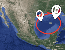 El Golfo de México, un cuerpo de agua semicerrado que forma parte del océano Atlántico, cuenta con una superficie aproximada de 1 millón 550 mil kilómetros cuadrados (km²). 
 Google maps