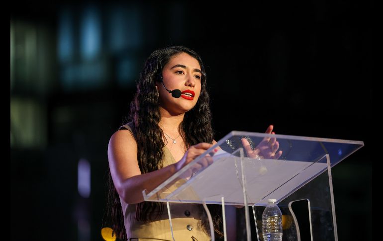 Zoe García, presidenta de la Federación de Estudiantes Universitarios (FEU) de la Universidad de Guadalajara rindió su segundo informe de actividades al frente de la organización. EL INFORMADOR / H. Figueroa