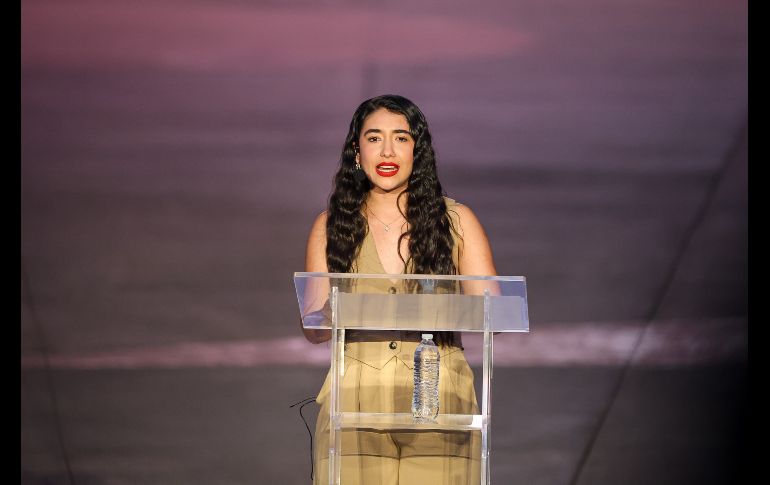 Zoe García, presidenta de la Federación de Estudiantes Universitarios (FEU) de la Universidad de Guadalajara rindió su segundo informe de actividades al frente de la organización. EL INFORMADOR / H. Figueroa