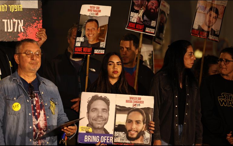 Familiares de rehenes, uno de los grupos sociales que ha empujado con más intensidad un alto al fuego en el conflicto. EFE/A. Safadi