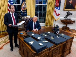 Trump no ofreció detalles concretos sobre los aranceles, que había prometido imponer del 60% a las importaciones chinas, un 25% a las procedentes de Canadá y México, y entre un 10% y un 20% a productos del resto del mundo. EFE/J. LO SCALZO