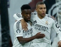 Con su doblete de ayer, Vinicius llegó a 100 goles anotados con el Real Madrid. Mbappé anotó uno. EFE/J. Martín