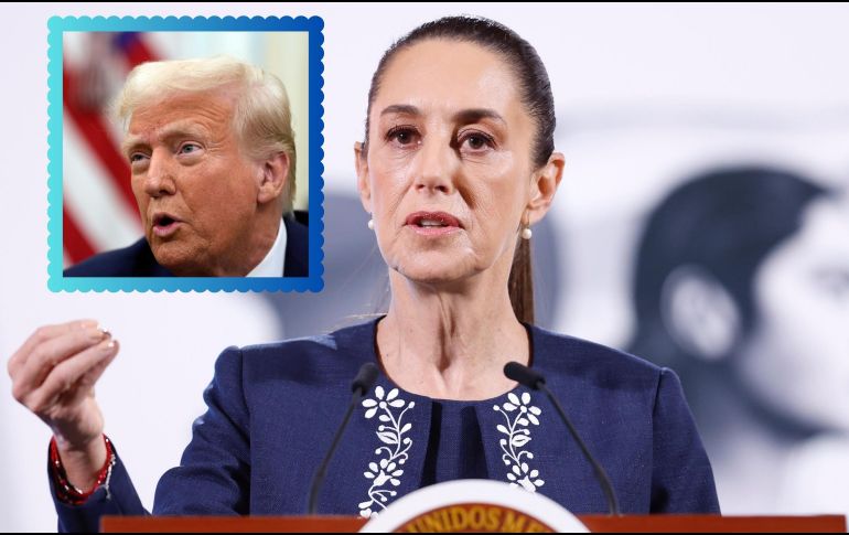 La Presidenta Sheinbaum insiste en que Estados Unidos también debe trabajar para reducir el consumo de drogas y el tráfico de armas a México. ESPECIAL, EFE / S. Gutiérrez y AP / B. Curtis