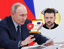 Vladímir Putin, afirma que Volodímir Zelenski, no está facultado para firmar acuerdos. EFE/V. Prokofyev/S. Dolzhenko