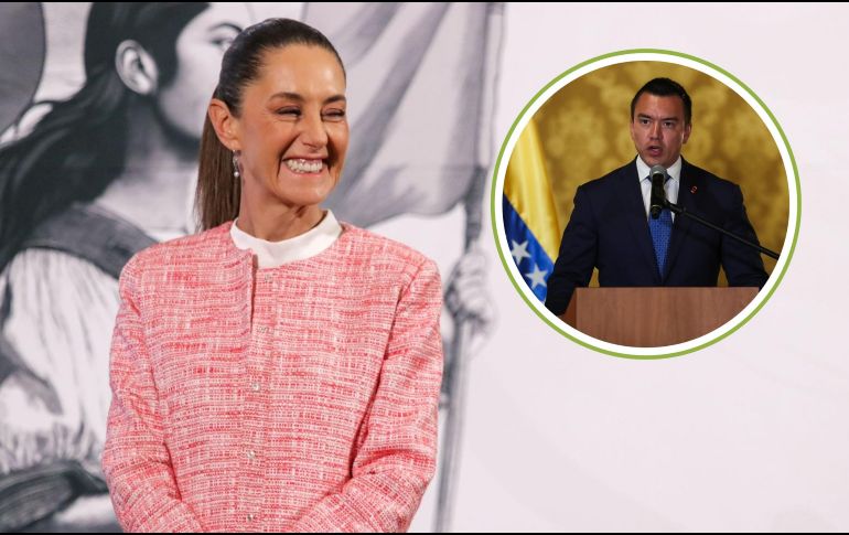 La Presidenta Sheinbaum no anunció medidas tras el anuncio de Ecuador, país con el que tiene las relaciones rotas tras el asalto a la Embajada mexicana en Quito el año pasado. ESPECIAL, SUN / A. Sánchez, y EFE / J. Jácome