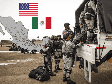 Elementos de la Guardia Nacional de México (GN) llegaron a Tijuana para reforzar el "Operativo Frontera Norte". EFE/ Joebeth Terríquez/ ESPECIAL/ CANVA