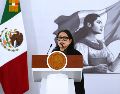 En la fotografía, Emilia Esther Calleja, directora general de la CFE, durante rueda de prensa este miércoles. EFE/ESPECIAL/Presidencia de México