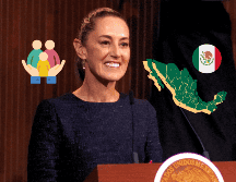 La presidenta de México, Claudia Sheinbaum, habla durante un acto protocolario sobre la defensa a México ante EU. EFE/ S. A. Angeles