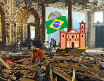Autoridades continúan la verificación del lugar tras la caída del techo de la iglesia de São Francisco de Assis. X/@obscat