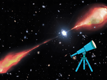 Este chorro de materia tiene el doble del tamaño de la Vía Láctea, ha sido identificado por una colaboración de astrónomos y telescopios. EFE/ NOIRLab/NSF/AURA/M. Garlick/ CANVA