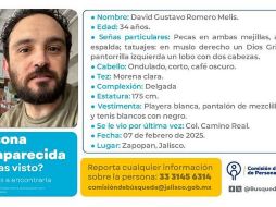 Piden a la ciudadanía que cualquier información que pueda aportar al caso pueda ser compartida al número 33 3145 6314, o al correo: comisiondebusqueda@jalisco.gob.mx. ESPECIAL