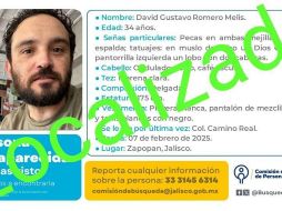 Su familia también confirmó que el mercadólogo y músico ya se encuentra de vuelta, y sin dar más detalles sobre lo sucedido, agradeció el apoyo recibido por la ciudadanía. ESPECIAL / Fiscalía de Jalisco