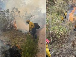 La corporación estatal resalta que el incendio no se ha propagado rápidamente debido a las condiciones climáticas. ESPECIAL / PC JALISCO