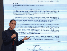 Claudia Sheinbaum, en la conferencia matutina de este lunes en Palacio Nacional. SUN / B. Fregoso