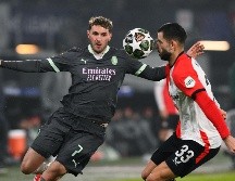 El mexicano Santiago Giménez se enfrentará por segunda vez a su ex equipo, el Feyenoord. AFP / J. Thys