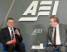 Maros Sefcovic, comisario europeo de Comercio en el American Enterprise Institute. EFE/ L. Nolly