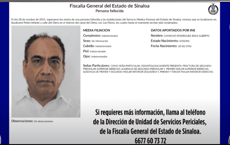 El periodista Camacho Rodríguez era originario de Hermosillo, pero desarrolló la mayor parte de su ejercicio periodístico en Cajeme. CORTESÍA/ Fiscalía General del Estado de Sinaloa.