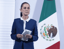 Claudia Sheinbaum, en la conferencia de prensa de este jueves en el Salón de Tesorería de Palacio Nacional. SUN / F. Rojas