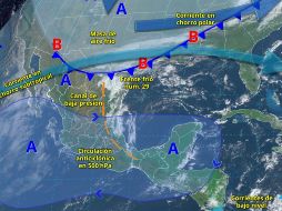 El Frente Frío Núm. 29 se desplazará hacia el norte y noreste de México. X/ CONAGUA.