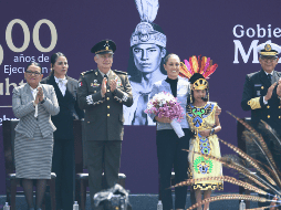 La Presidenta Sheinbaum participa en la conmemoración de los 500 años de la ejecución de Cuauhtémoc en la Plaza de la Constitución en Ciudad de México. EFE/ J. Méndez