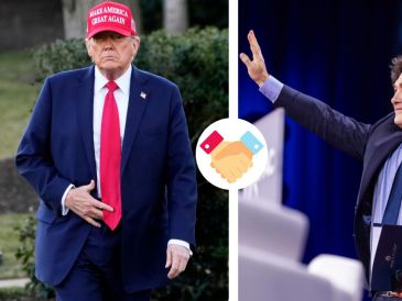 Milei dijo que su país se sumará también a la política de aranceles recíprocos que ha propuesto Trump. AP/ B. CUrtis EFE/ J. Lo Scalzo