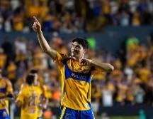 Nicolás Sánchez en festejo de gol. Los Tigres esperan rival de entre el Galaxy y el Herediano. EFE/M. Sierra