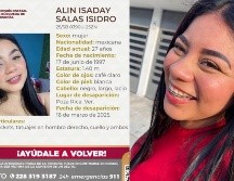 Familiares, integrantes de colectivos y personas solidarias han impulsado una campaña en redes sociales con el objetivo de obtener información que ayude a localizar a Alin Isaday Salas Isidro. FACEBOOK/Gaby Marquéz