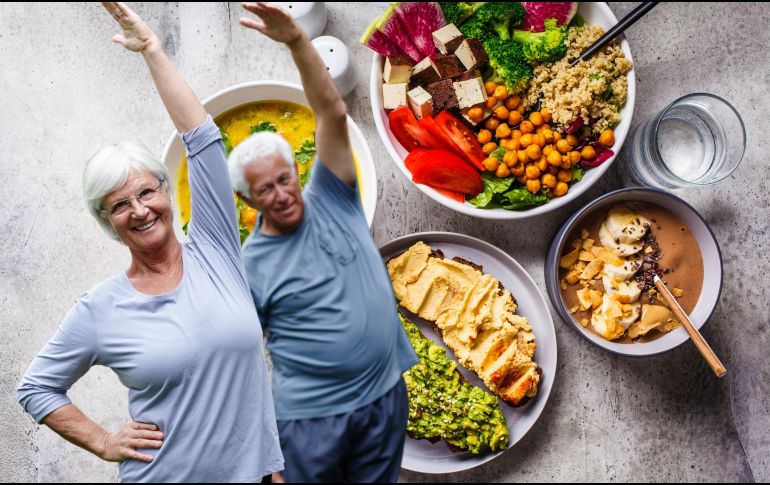 Seguir una dieta rica en vegetales, alimentos sanos de origen animal y pocos ultraprocesados, favorece el envejecimiento saludable. ESPECIAL / CANVA