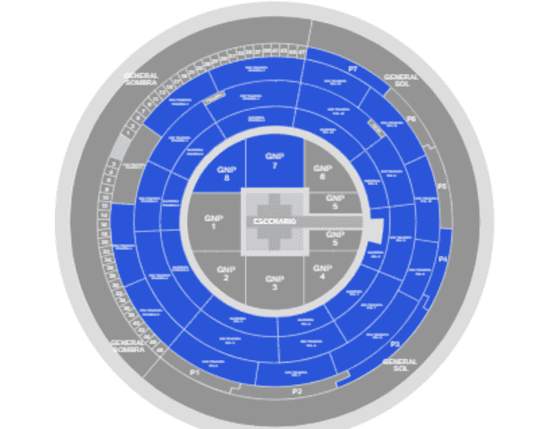  Zonas disponibles en la  Plaza de Toros Nuevo Progreso/Ticketmaster