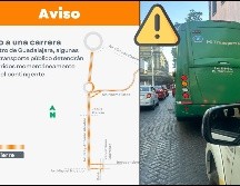 Estas rutas de camiones que circulan por el centro serán suspendidas temporalmente el domingo por la celebración de una carrera atlética. ESPECIAL / X: @TransporteJal