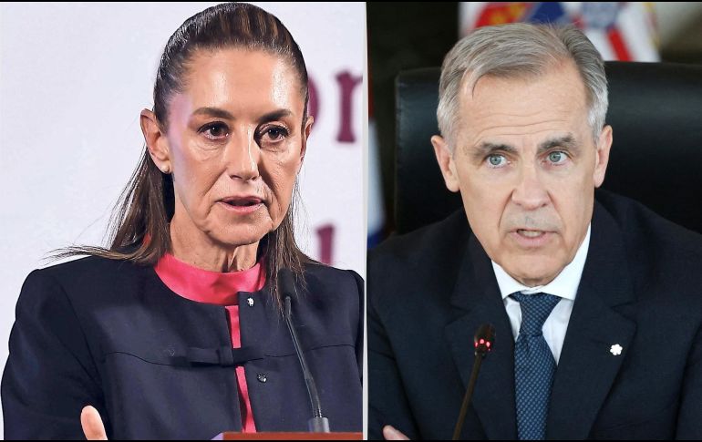 Claudia Sheinbaum, Presidenta de México, y Mark Carney, primer ministro de Canadá. ESPECIAL / SUN y AFP