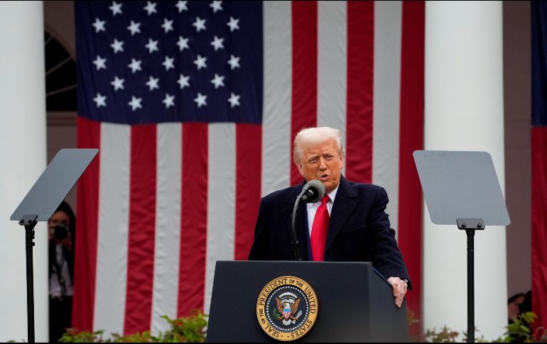 El presidente de Estados Unidos, Donald Trump, anunció esta tarde aranceles recíprocos para diversos países del mundo y dejó fuera a México y Canadá. EFE / K Nishimura
