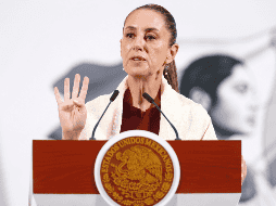 Claudia Sheinbaum, en Palacio Nacional, durante la tradicional conferencia mañanera. EFE / M. Guzmán
